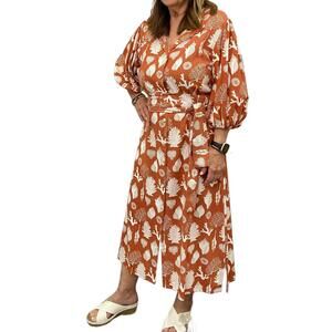 NEW MARE SOLE AMORE puff sleeve midi dress in sea shell